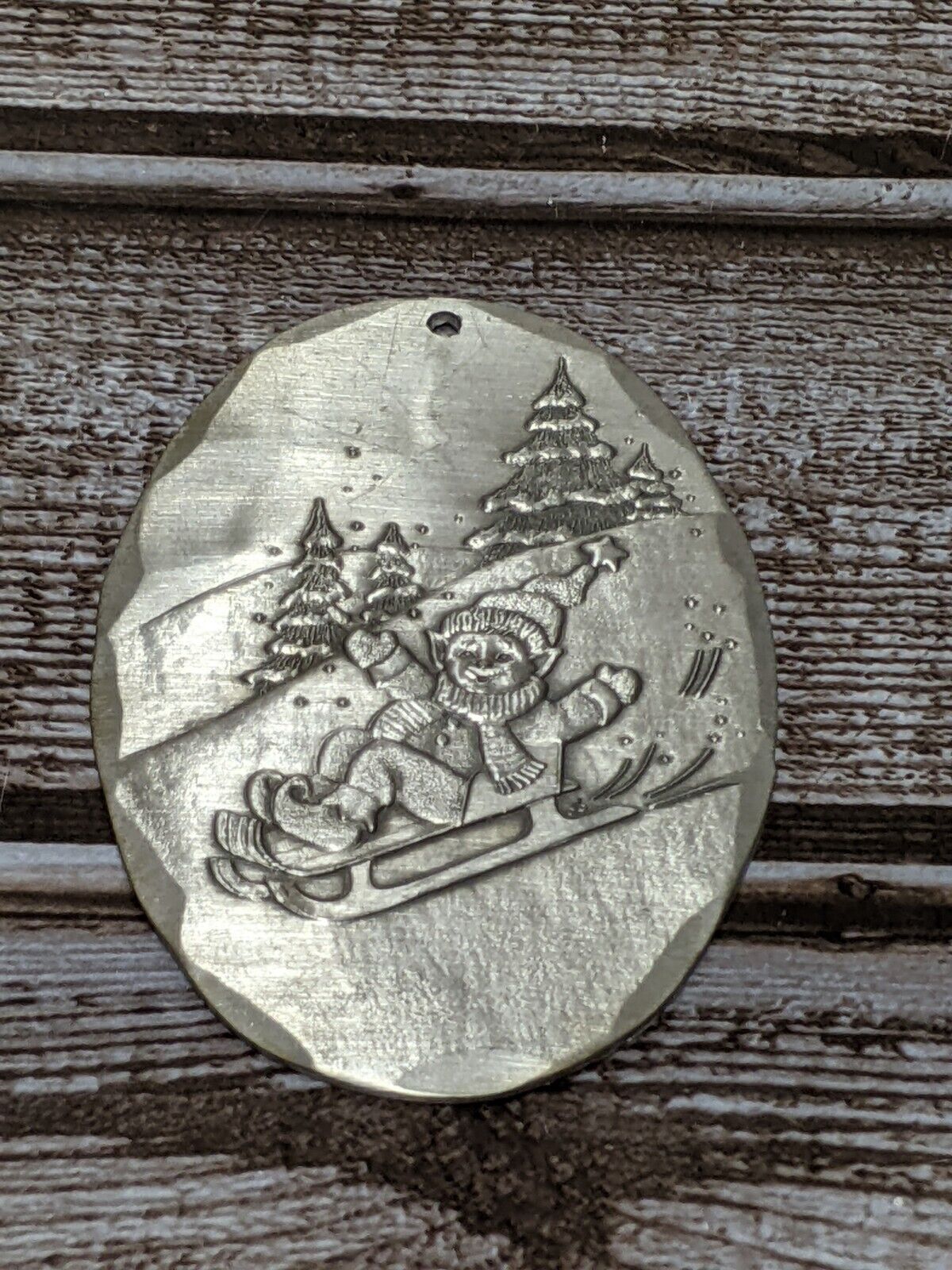 Wendell August Elves series Christmas ornament Downhill Fun