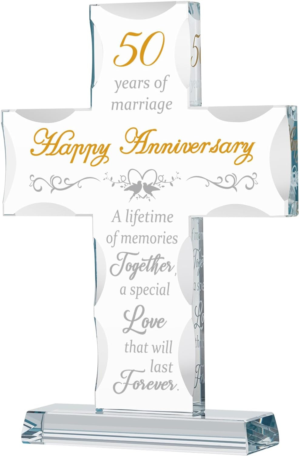 50th Wedding Anniversary Cross Gifts for Couple, 50 Years of Marriage Cross Reli