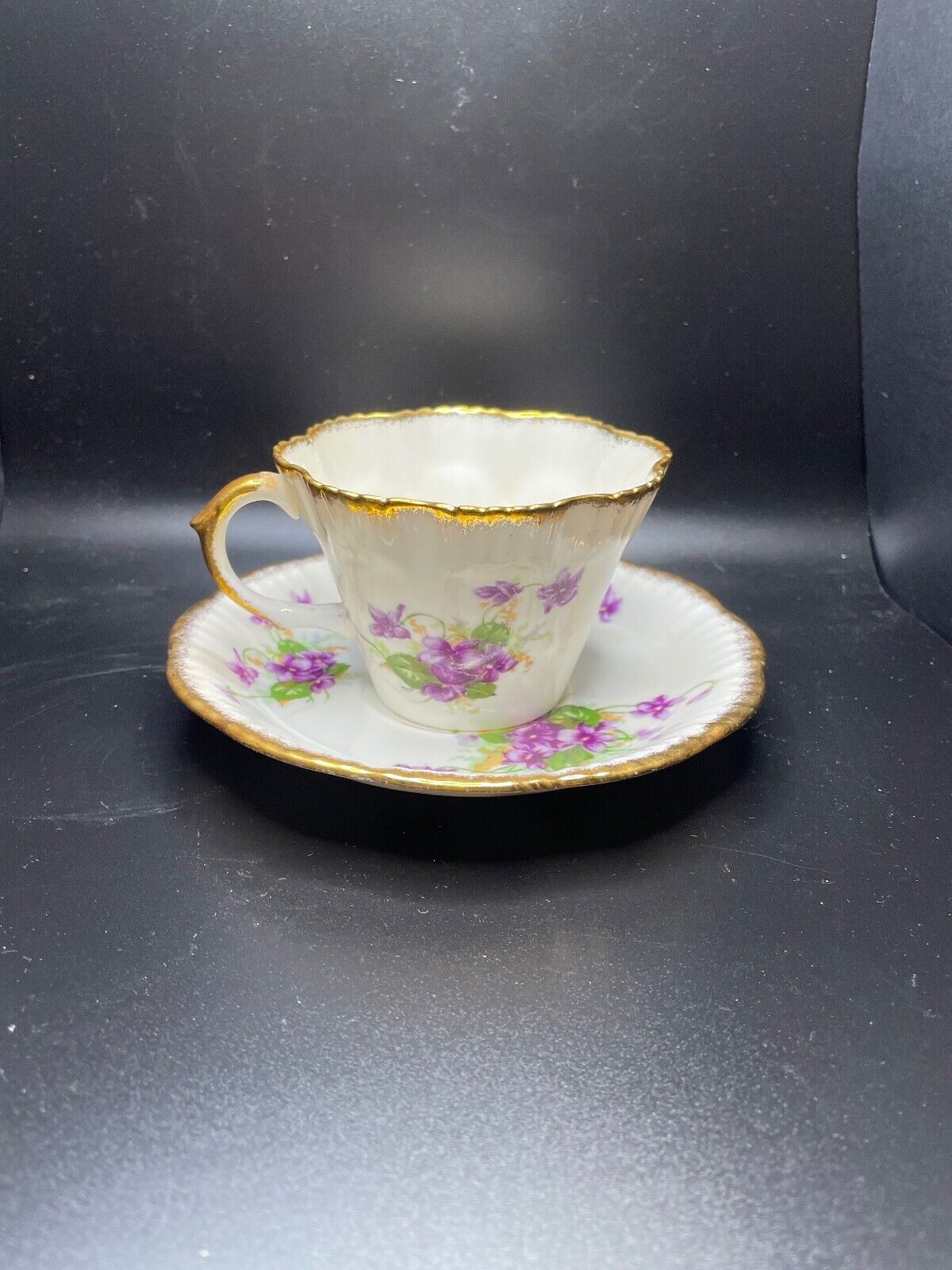 VIOLETS: February Birth Flower -Vintage (1920-40's) Salisbury cup and saucer