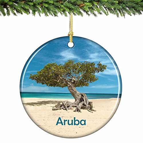 Aruba Divi Tree Christmas Ornament Porcelain 2.75 Inches