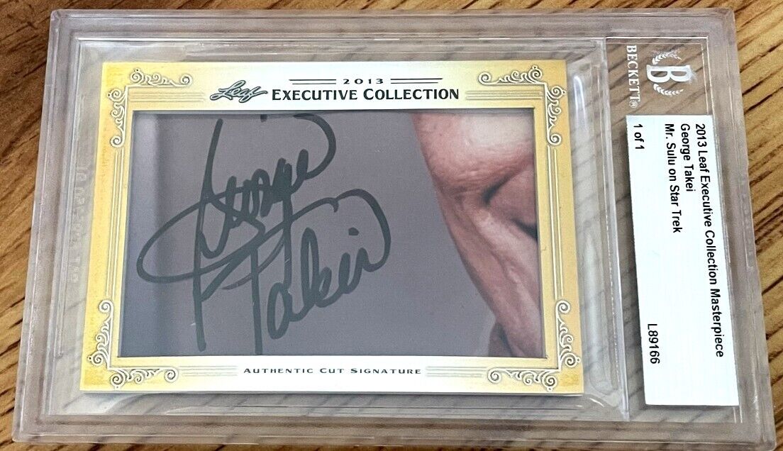 George Takei 2013 Leaf Masterpiece Cut Signature signed card 1/1 JSA Star Trek