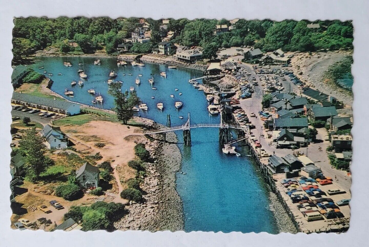 Postcard AIRVIEW OF PERKINS COVE OGUNQUIT MAINE USA Port Harbor Posted 1976