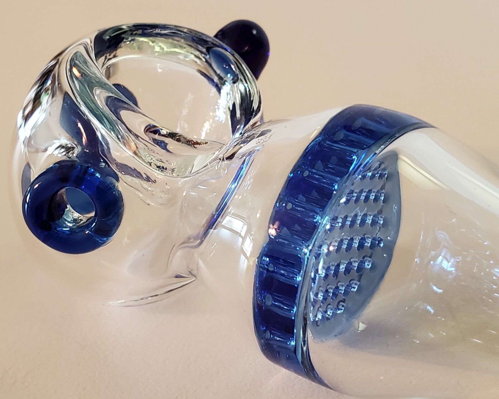 BLUE XL Honeycomb Glass Tobacco Pipe 5.5\
