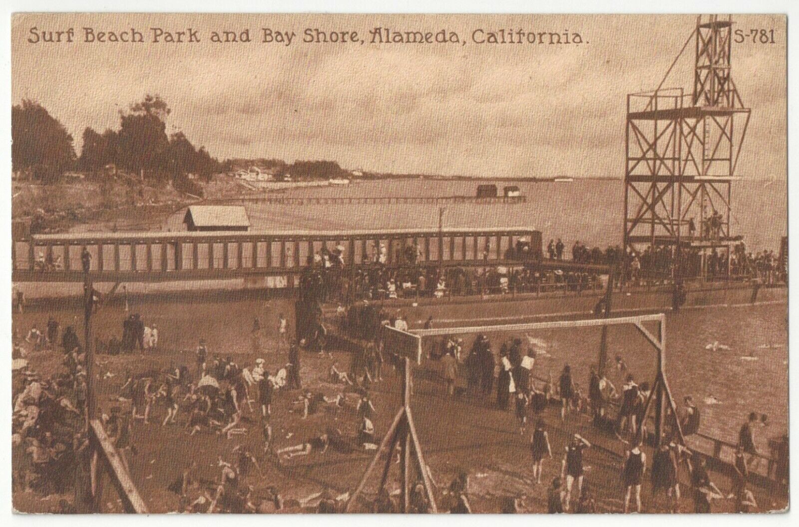 1916 Alameda, California - Surf Beach Amusement Park near Oakland, Old Postcard