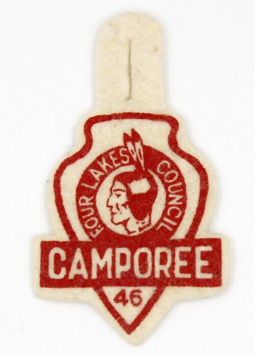 Vintage 1946 Camporee Felt Patch Four Lakes Council Wisconsin WI Boy Scouts BSA