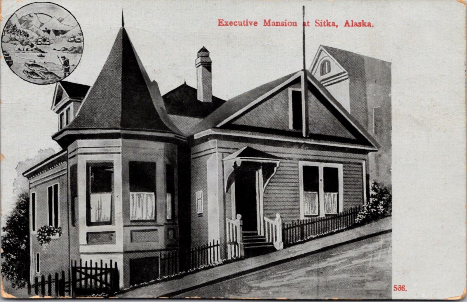 Postcard Executive Mansion at Sitka, Alaska