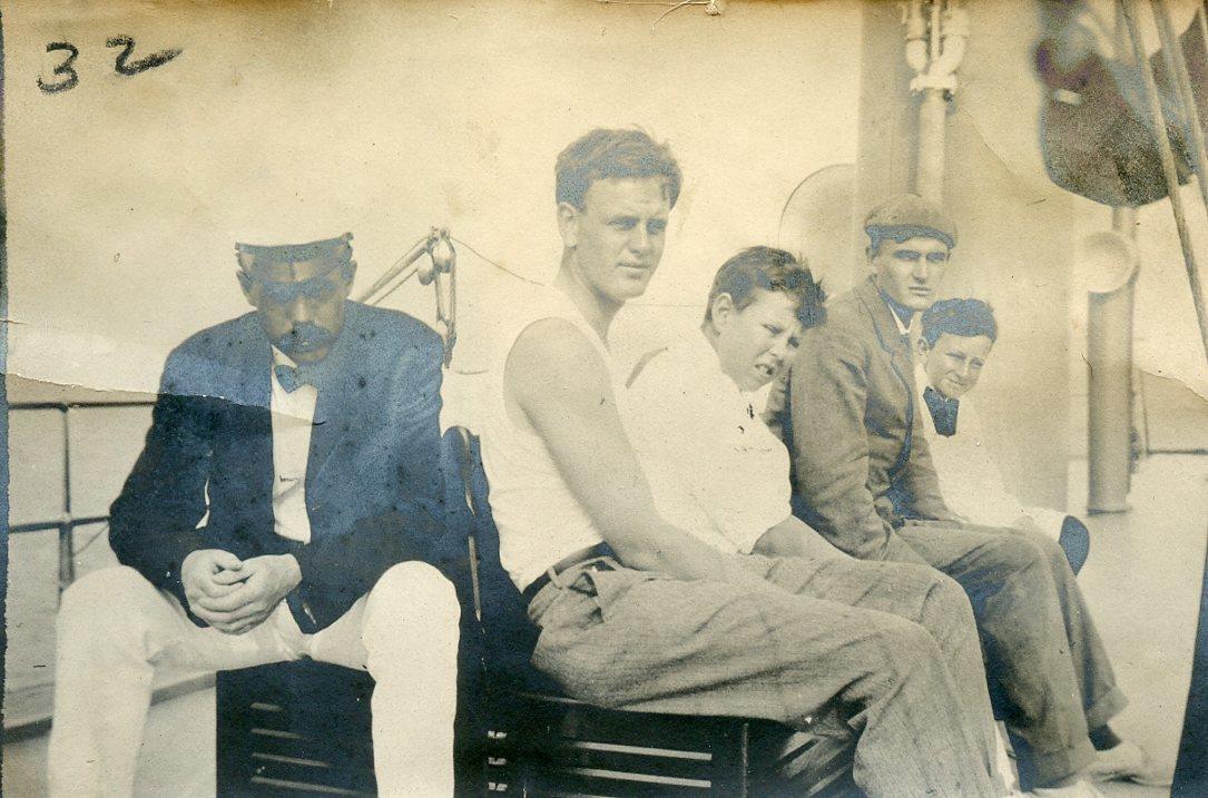 NT11 Vtg Photo PASSENGERS ON BOAT SHIP c Early 1900\'s