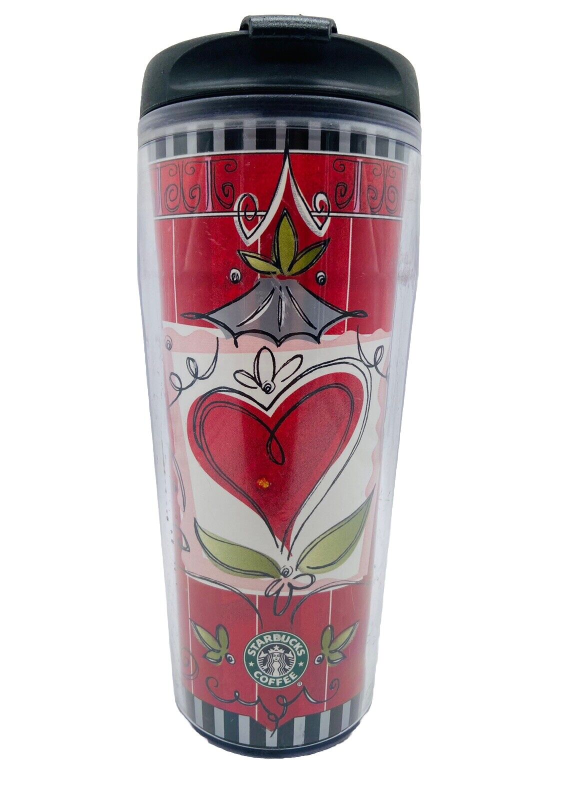*VTG* Starbucks Barista 2003 Valentine\'s Hearts Red Coffee Tumbler 16 fl oz.