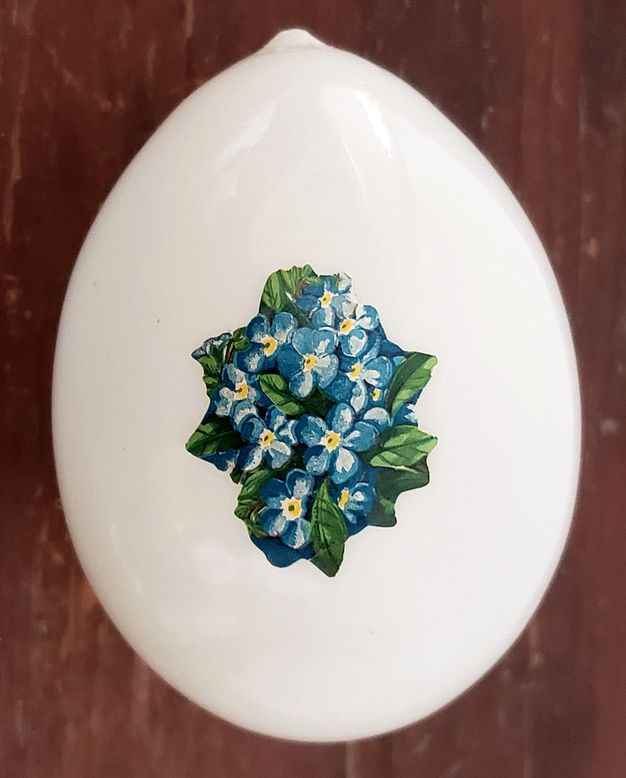 Antique VICTORIAN Milk Glass FLORAL DEC Easter Egg PONTIL Hand Blown 3.5\