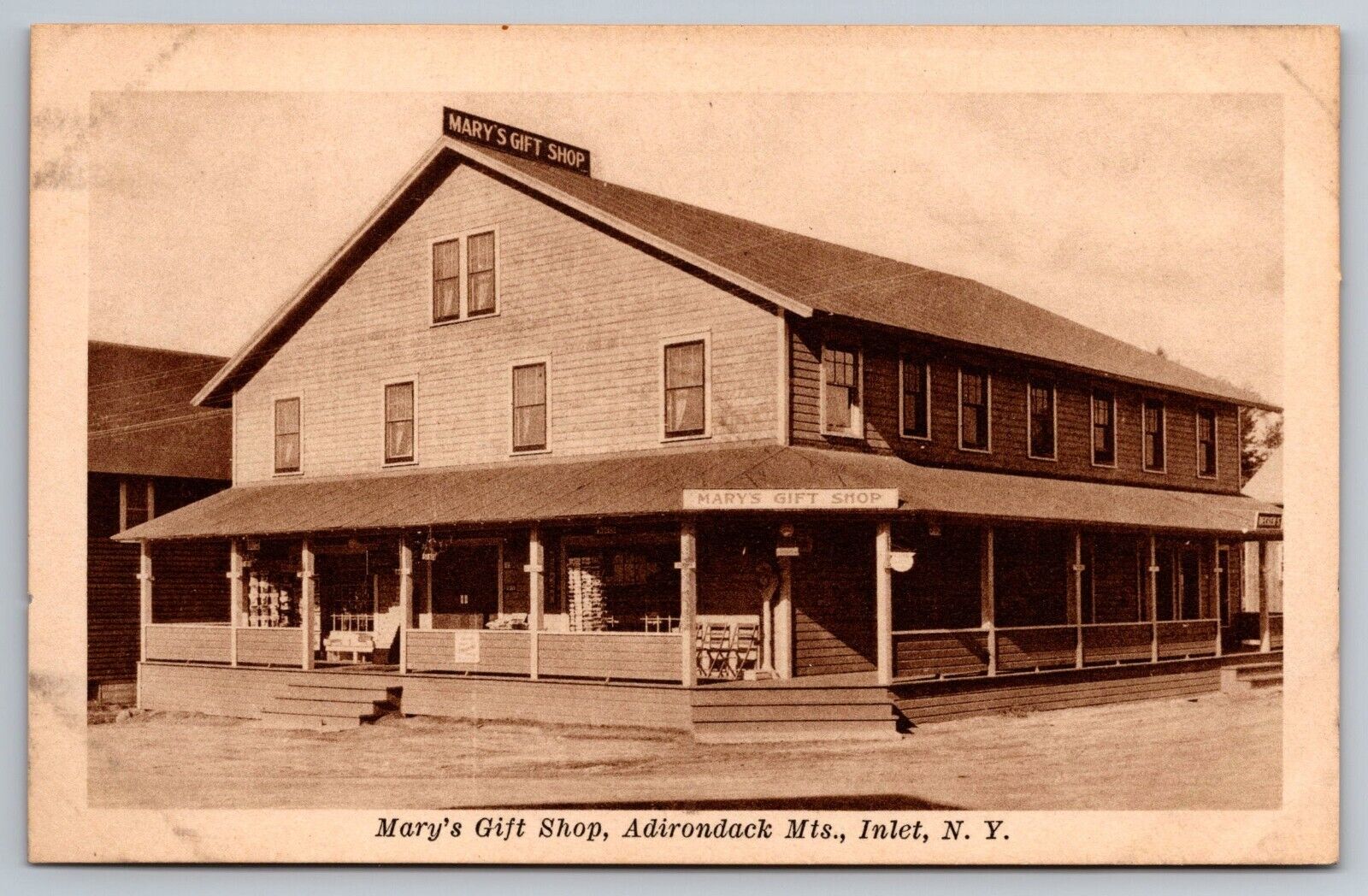 Mary\'s Gift Shop. Adirondack Mountains, Inlet New York Postcard