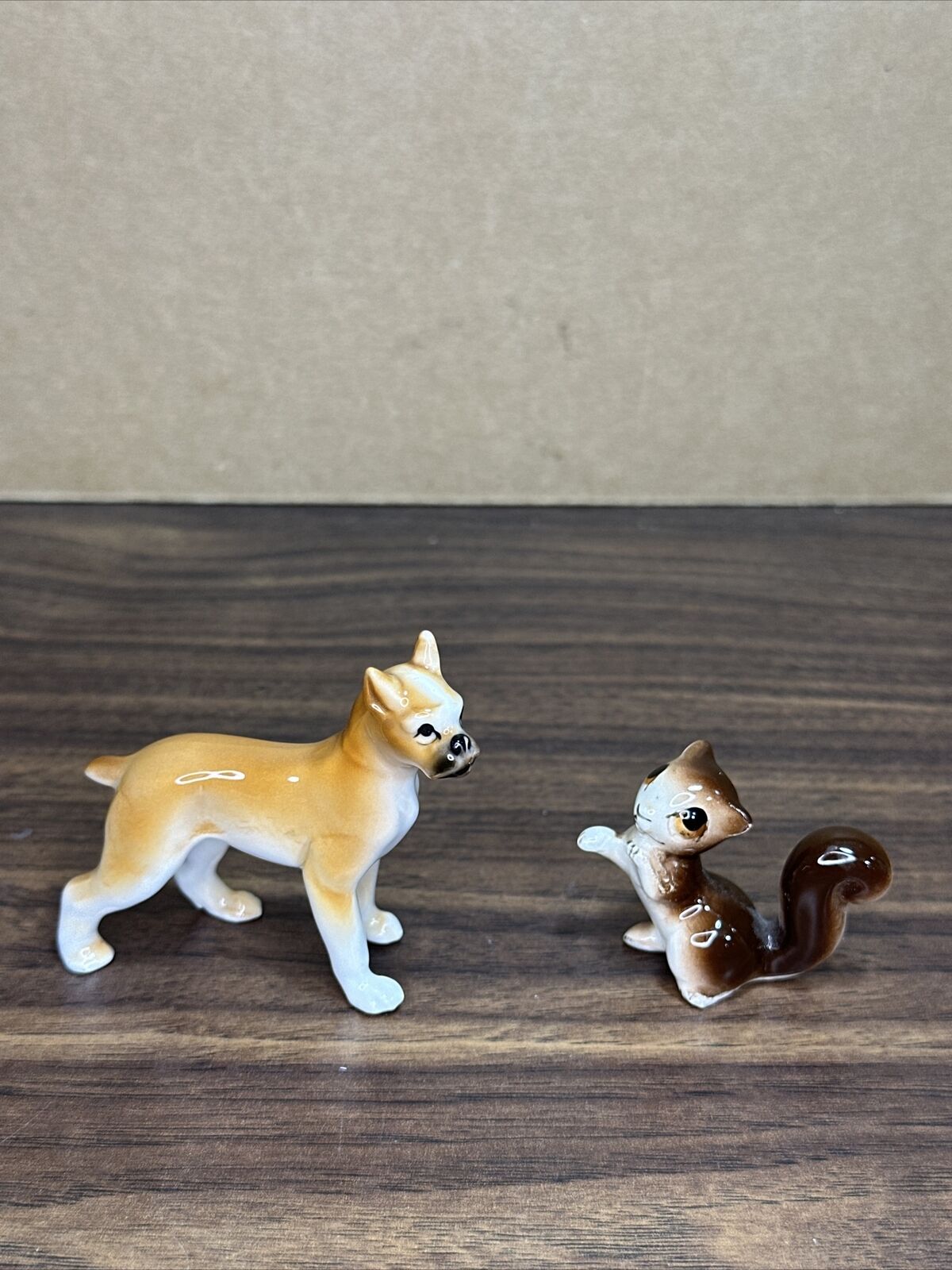 Vintage Made In Japan Ceramic Bulldog  & Squirrel Marked