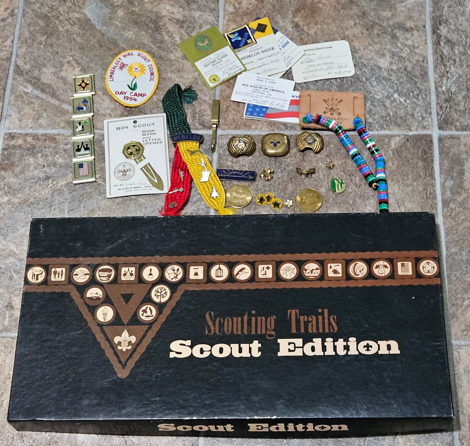 Vintage Boy Scouts Lot BSA Girl Scouts, Board Game, Pins, Memorabilia
