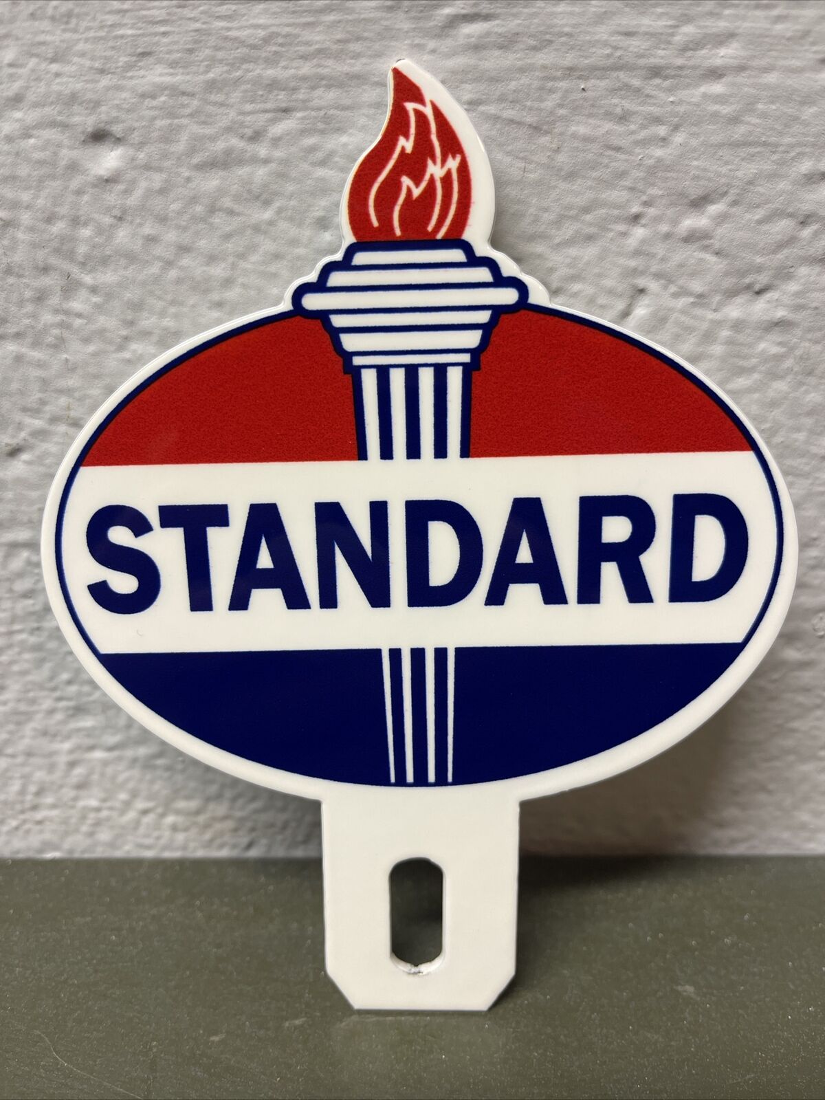 American Standard Oil Amoco Metal Plate Topper Dealership Gas Oil Sign