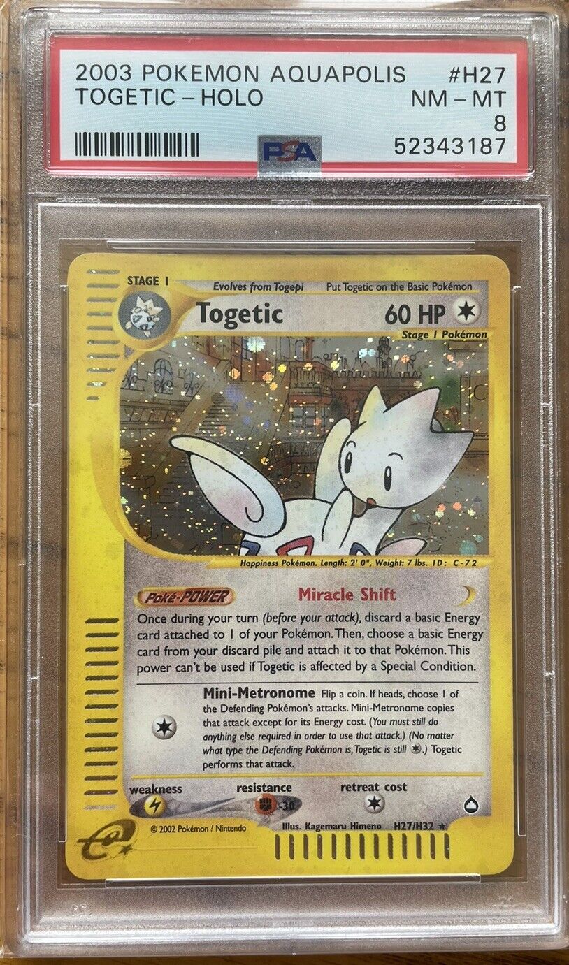 Togetic Aquapolis PSA 8 H27 Holo Rare WOTC Pokemon Card
