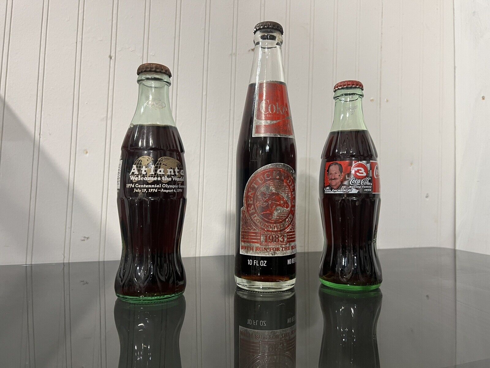 3 Vintage Coke Bottles Full