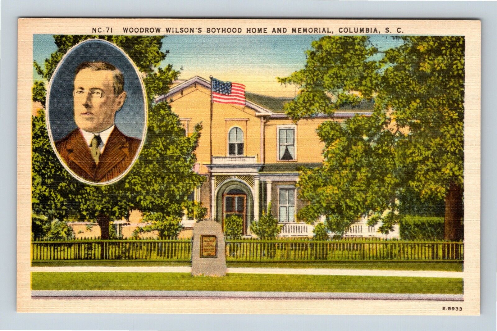 Columbia SC, Woodrow Wilson\'s Home, Memorial, South Carolina Vintage Postcard