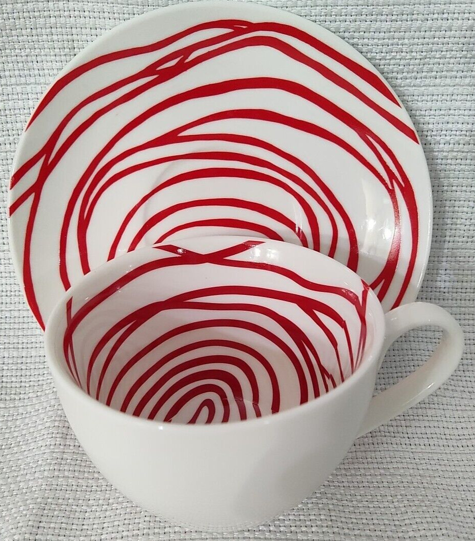Rare Louise Bourgeois Cup & Saucer for MOMA Red & White Swirl EUC