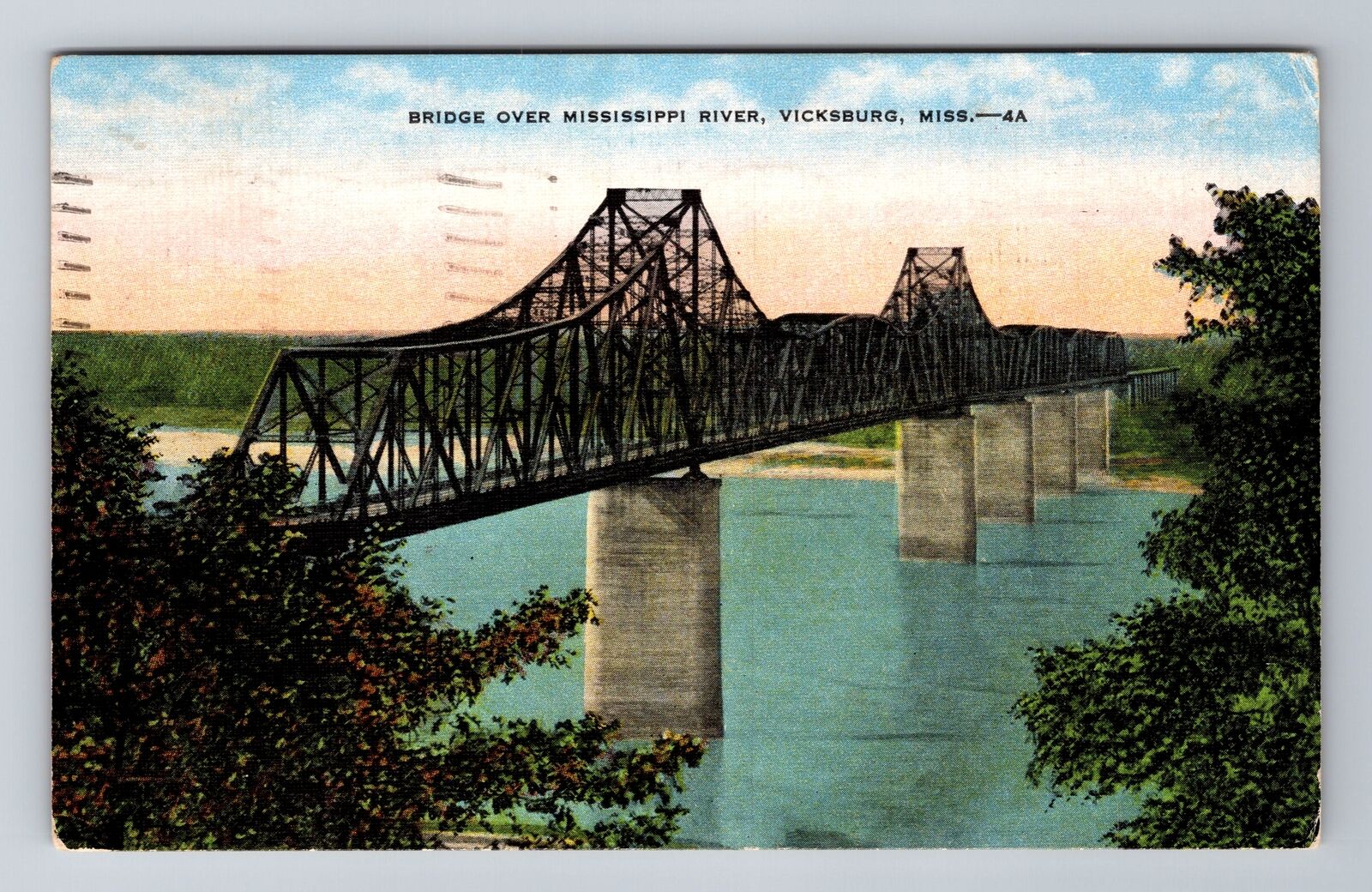Vicksburg MS-Mississippi, Bridge over Mississippi River, c1951 Vintage Postcard