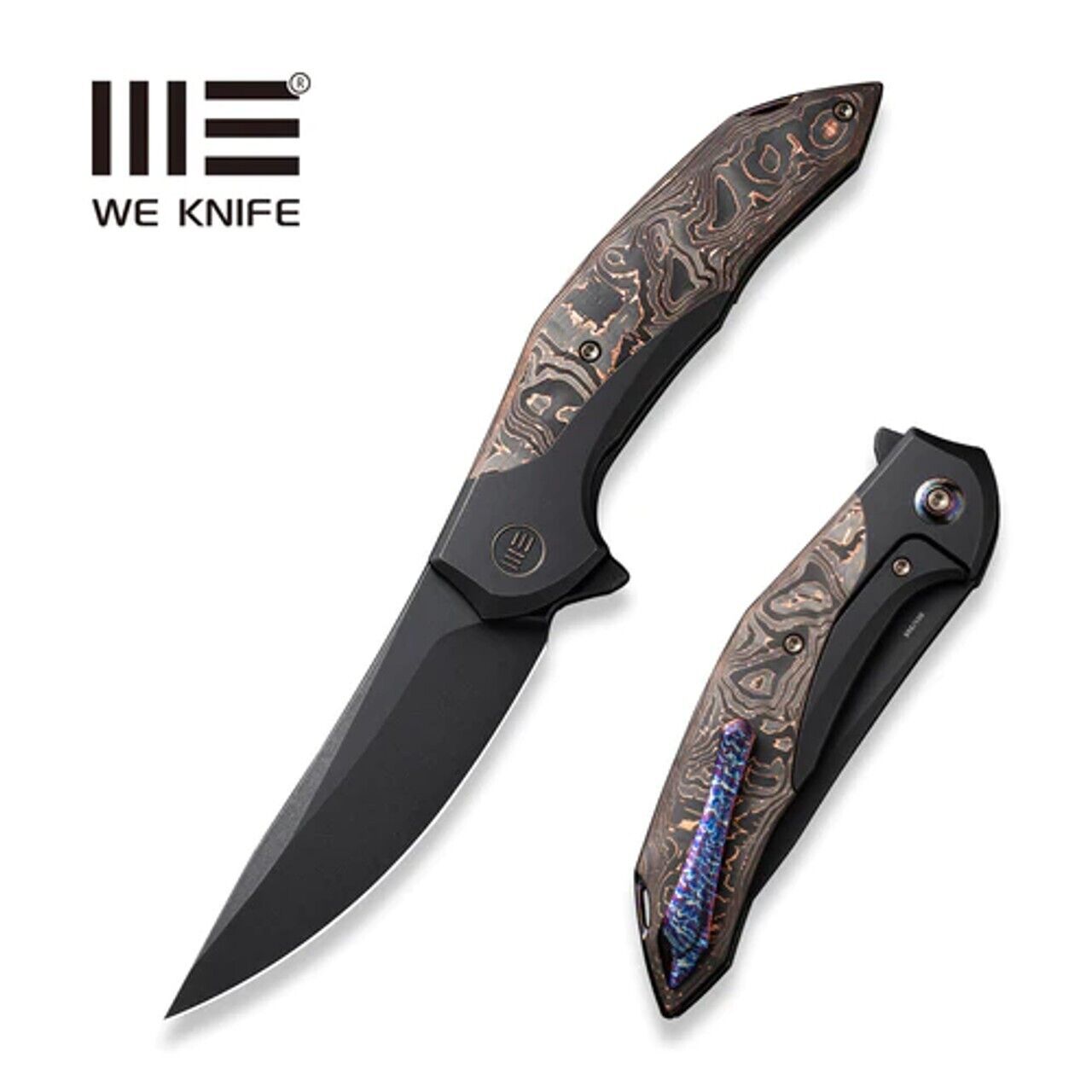 WE Knife Co. Merata Limited Edition Frame Lock Knife Copper CF + Ti (3.7\