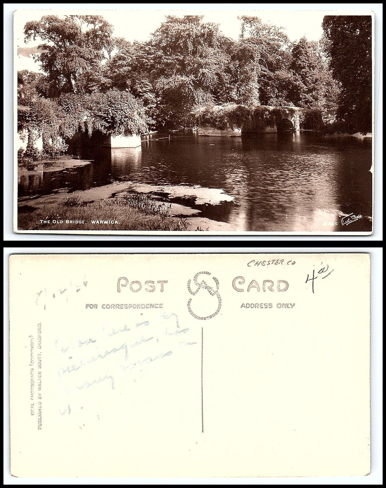 UK RPPC Postcard - Warwick, The Old Bridge M3