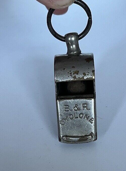 Antique B&R Cyclone Brass Whistle with Cork Ball