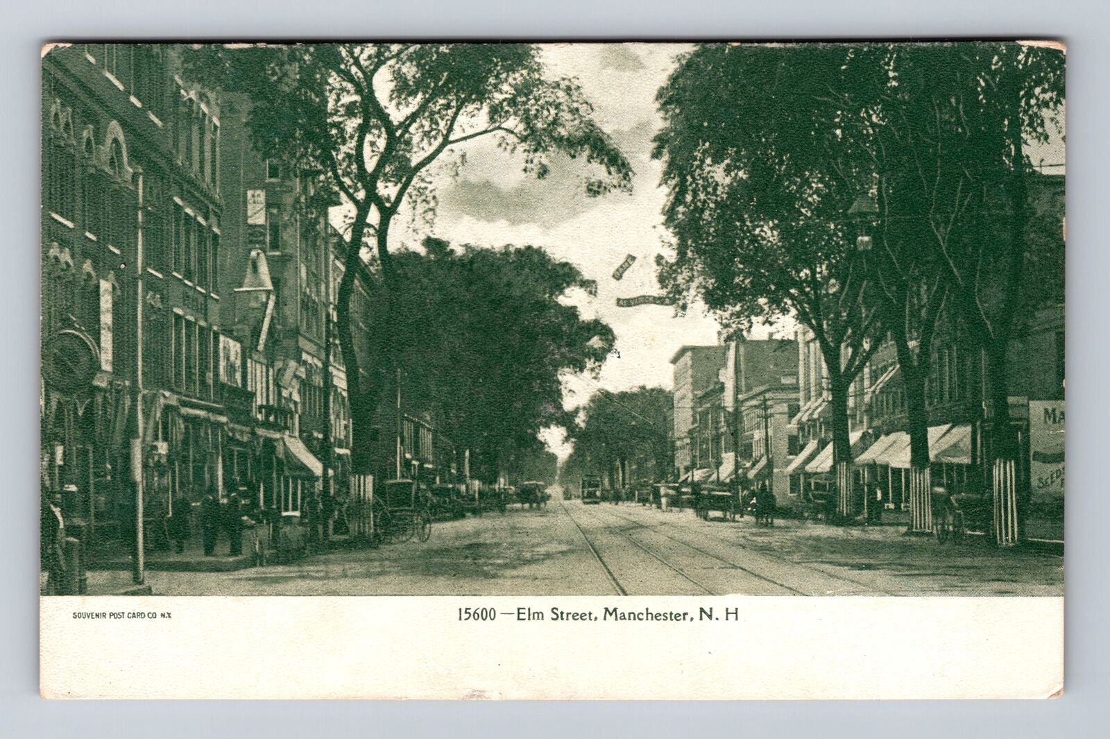 Manchester NH-New Hampshire, Elm Street, Antique, Vintage Postcard