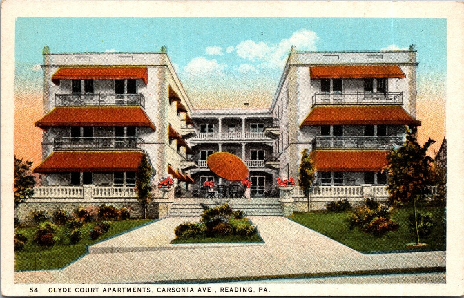 Reading, Pennsylvania, Clyde Court Apartments Postcard