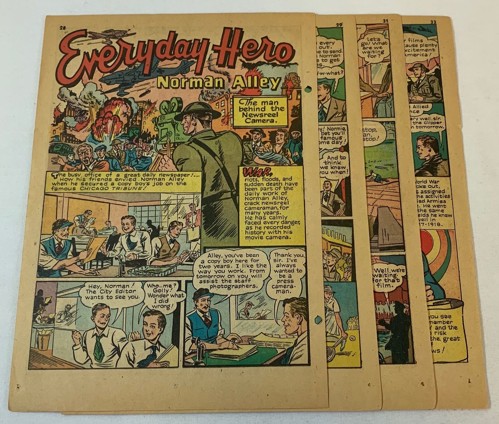 1941 six page cartoon story ~ NORMAN ALLEY Newsreel Cameraman