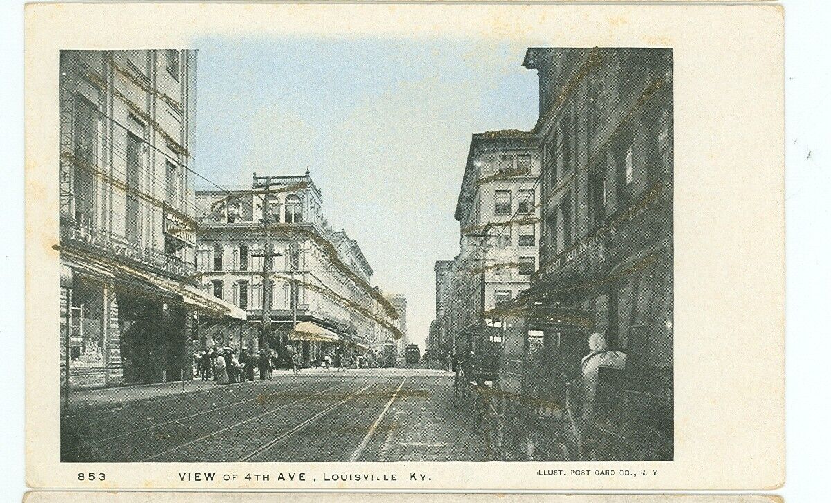 LOUISVILLE,KENTUCKY-VIEW OF 4TH AVE-#853-UDB-PRE1910-GLITTER(KY-L)