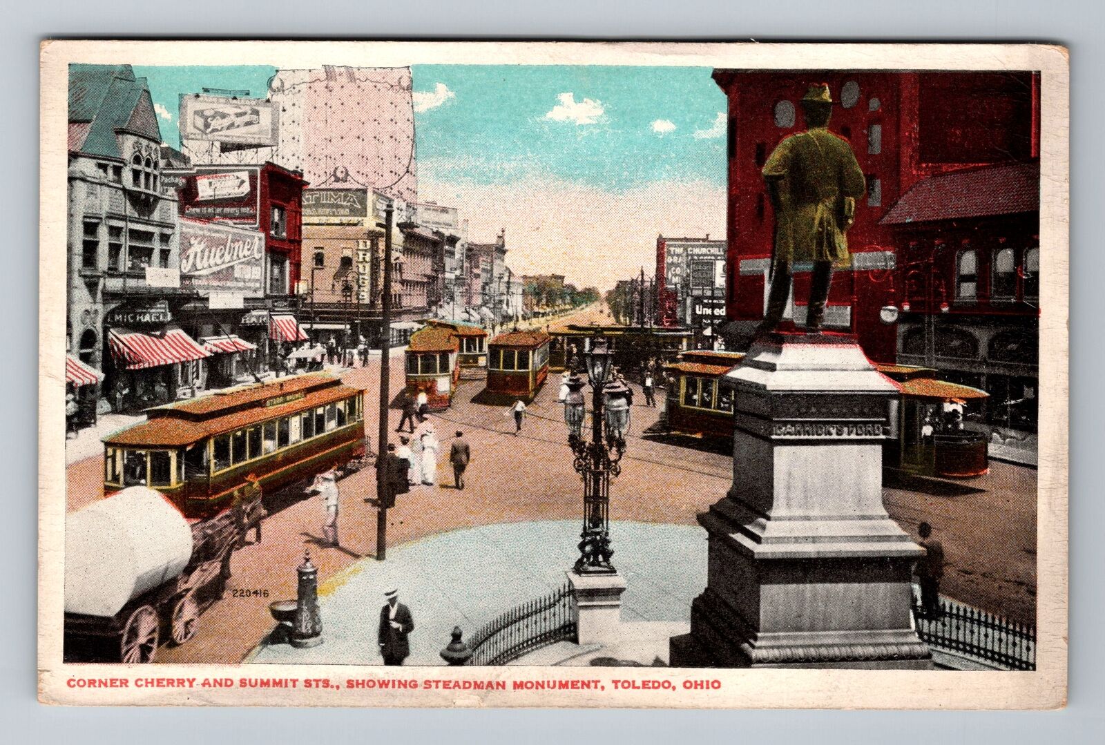 Toledo OH-Ohio, Steadman Monument, Antique Vintage Souvenir Postcard