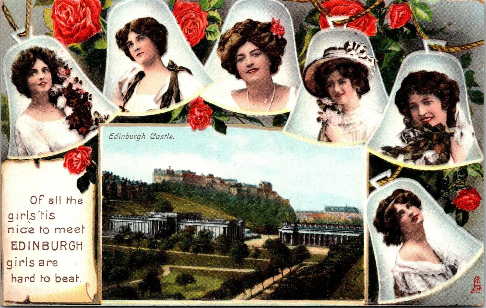 Vtg Scotland Edinburgh Castle UK Our Belles 1910s Raphael Tuck View Postcard