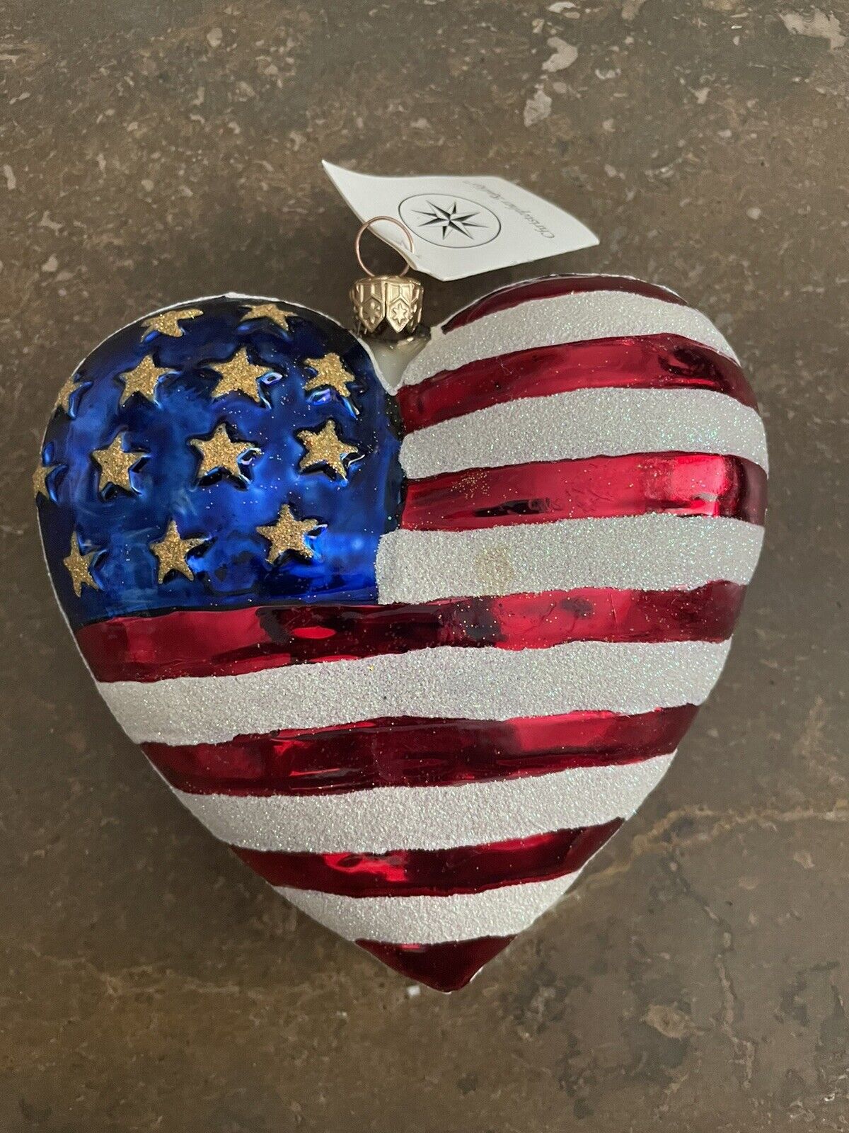 Christopher Radko American Red Cross Brave Heart Glass Ornament 5”
