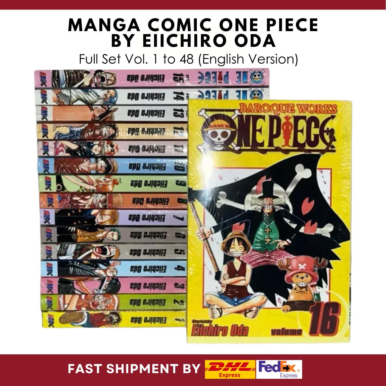 One Piece Manga Comic (Vol 1 - 48 End) Full English Version + DHL Express