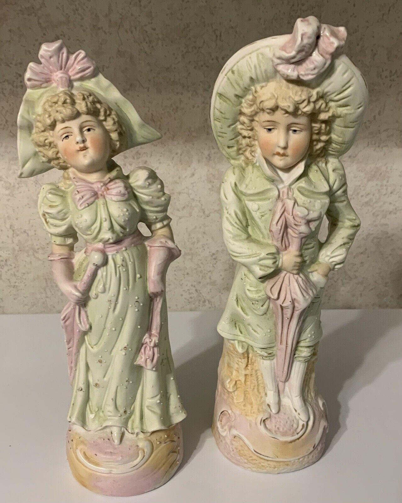 FREE SHIPPING EXCELLENT RARE NUMBERED MATCHING VINTAGE 19TH CENTURY FIGURINES