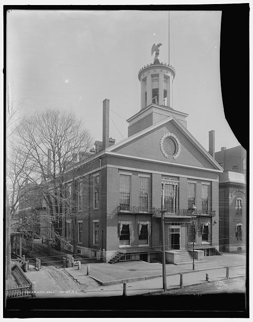 City Hall,government buildings,facilities,statue,Nashua,New Hampshire,NH,c1903