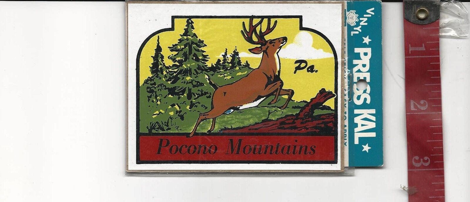 Vintage Impko Vinyl Press KAL Pocono Mountains Pa. sticker original packaging