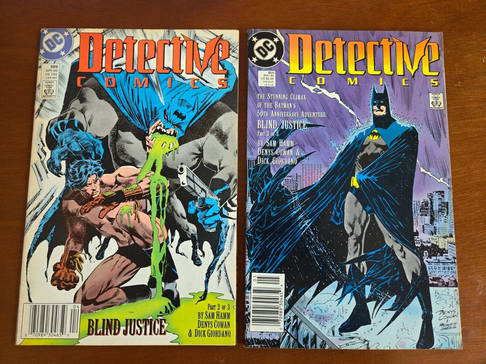 DC Detective Comics #599 600 Blind Justice Parts 2-3 NEAR COMPLETE - 1989 -FN/VF