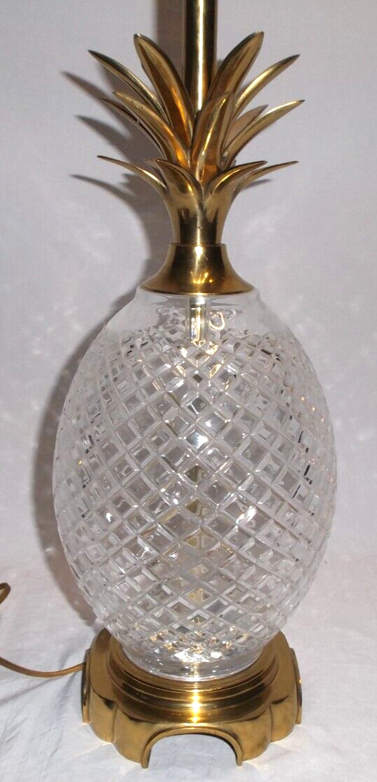 VINTAGE Brass Crystal Pineapple Hospitality Lamp Hollywood Regency
