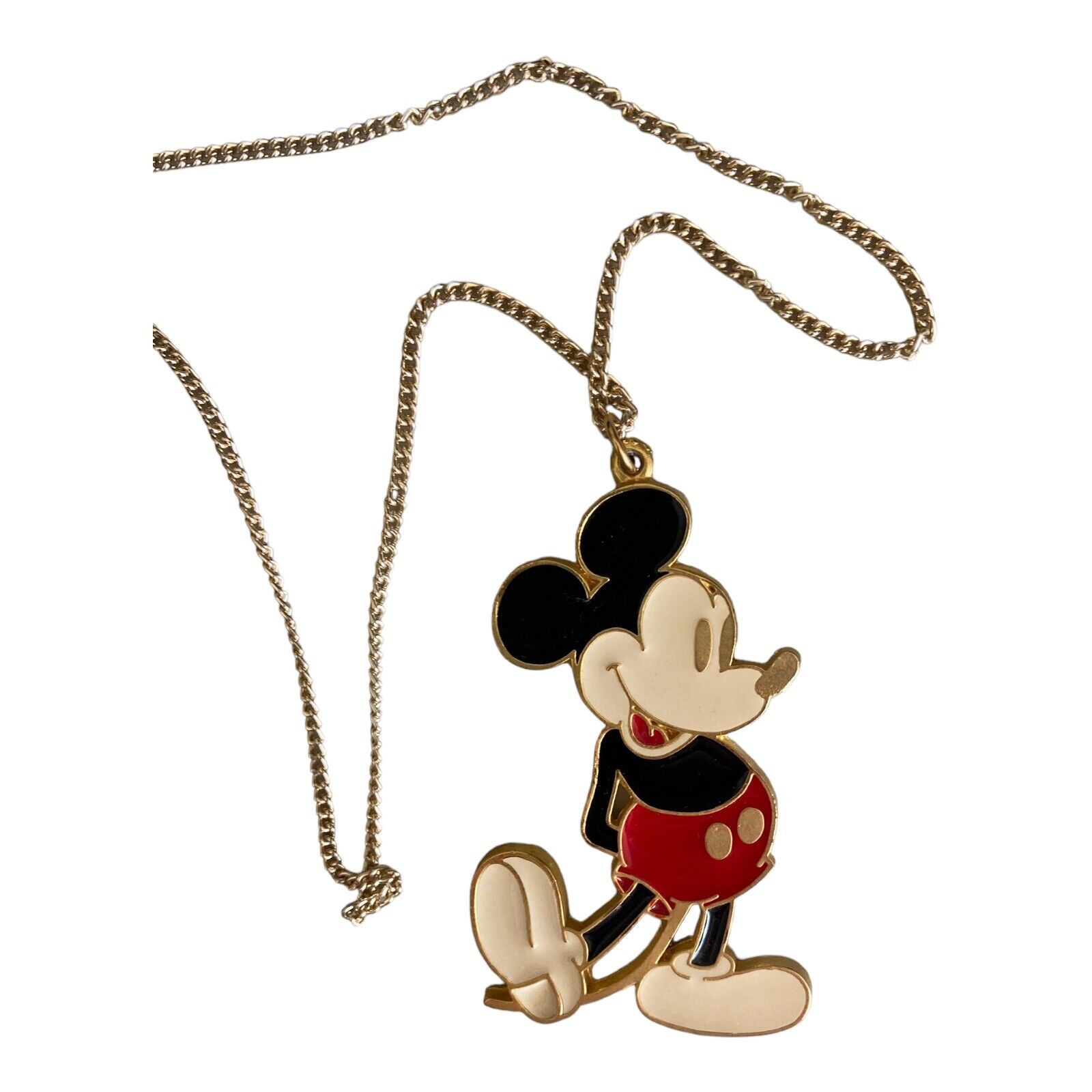 Vintage Walt Disney Production Mickey Mouse Pendant Necklace Chain 3.25\