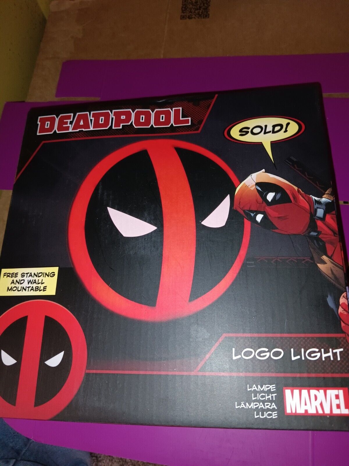 Marvel Deadpool Logo Light/Freestanding & Wall Mountable-Brand New