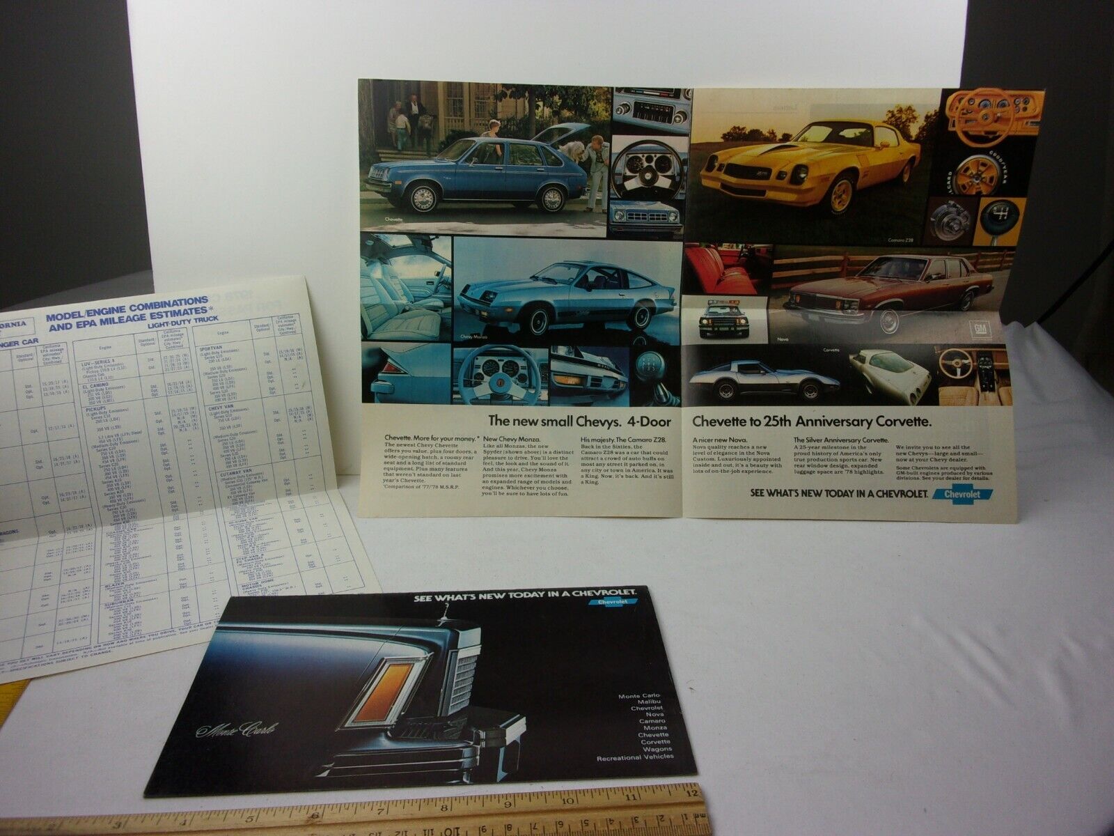Chevrolet Chevy Corvette Monte Carlo NOVA 1977 car brochure C68 options colors