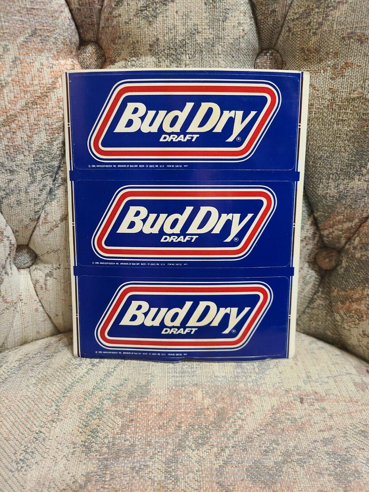 Vintage 1991 Bud Dry Draft Decal Sticker (3) NOS