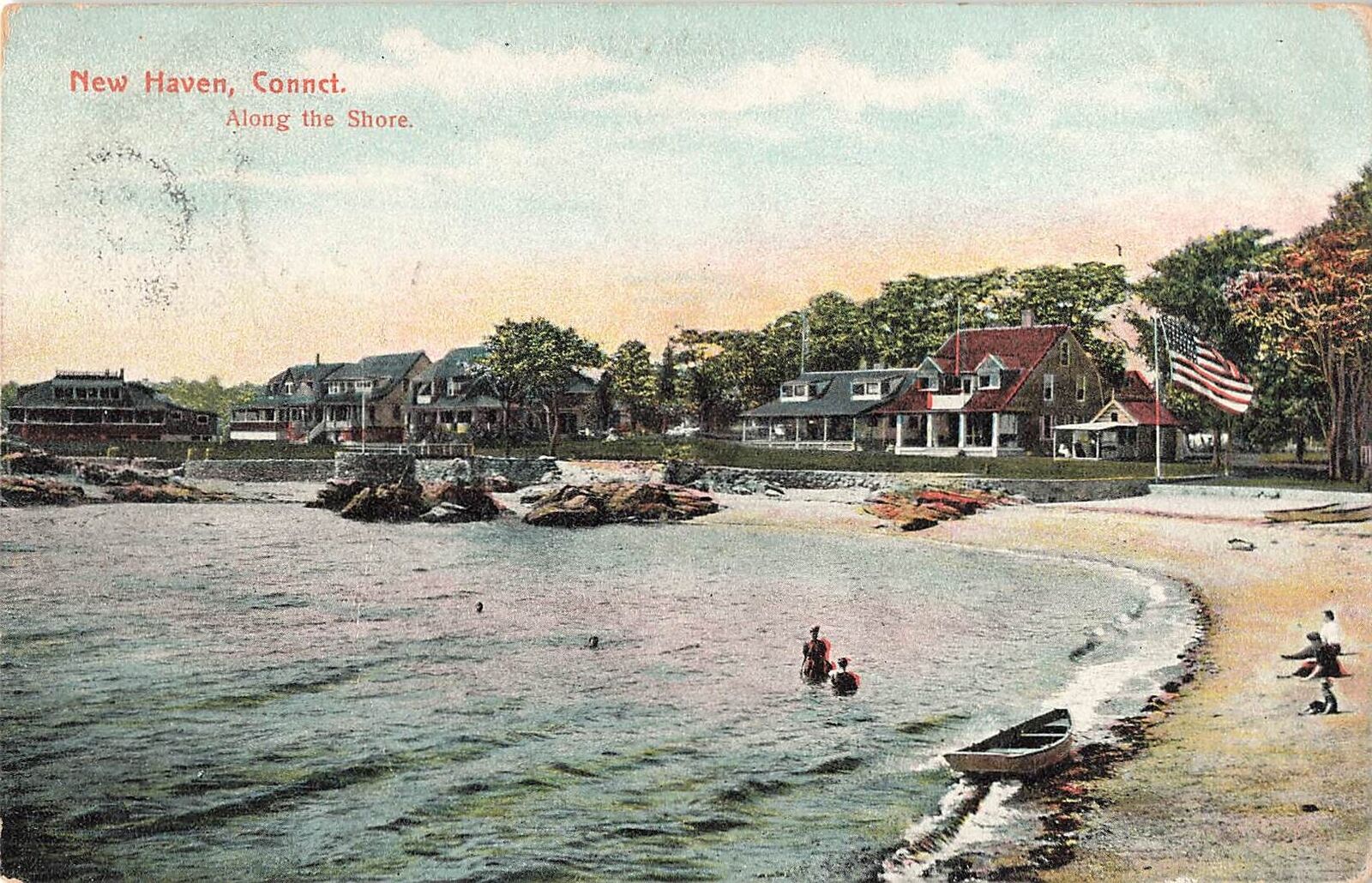 Vintage Postcard Scenic View of New Haven, Connecticut, Along the Shore 1909