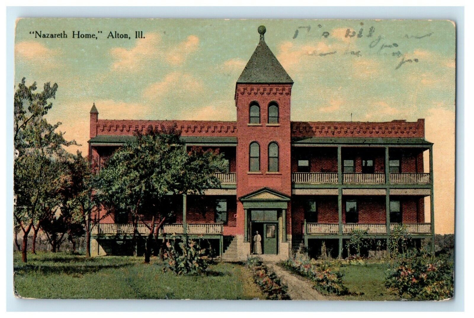 1912 View Of Nazareth Home Alton Illinois IL PostedAntique Postcard
