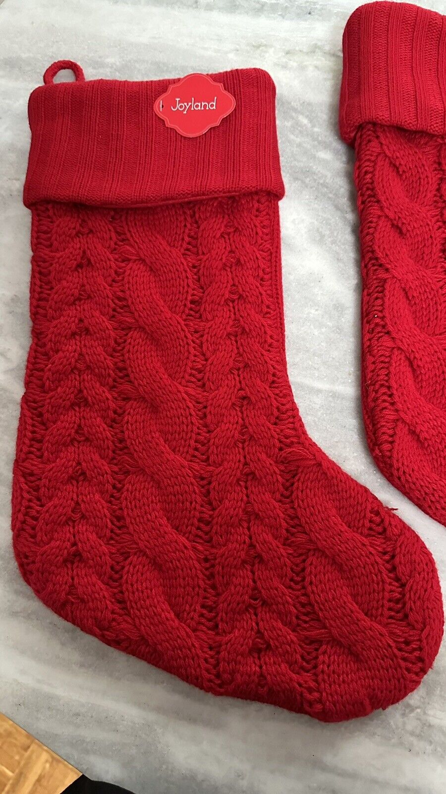 Joyland Christmas Stockings Red Knitted Set Of 3 NWT