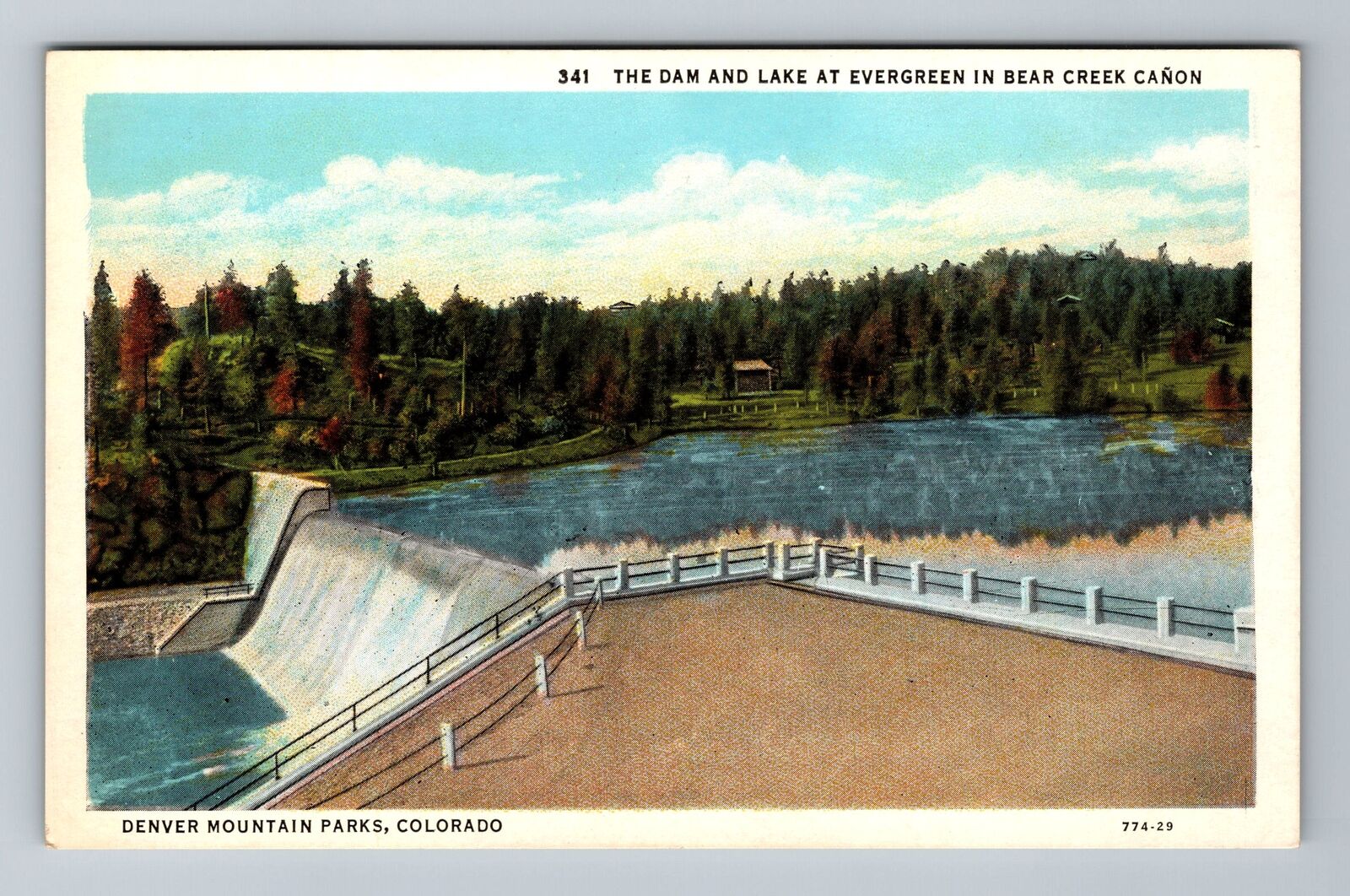 Denver CO-Colorado, The Dam And Lake, Scenic View, Vintage Postcard