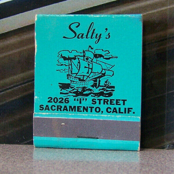 Vintage Matchbook S7 California Sacramento Salty\'s Beer Tap Pirate Ship Boat