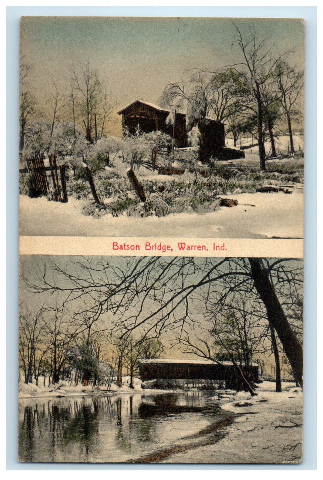 c1910 Scene in Batson Bridge Warren Indiana IN Unposted Antique Postcard
