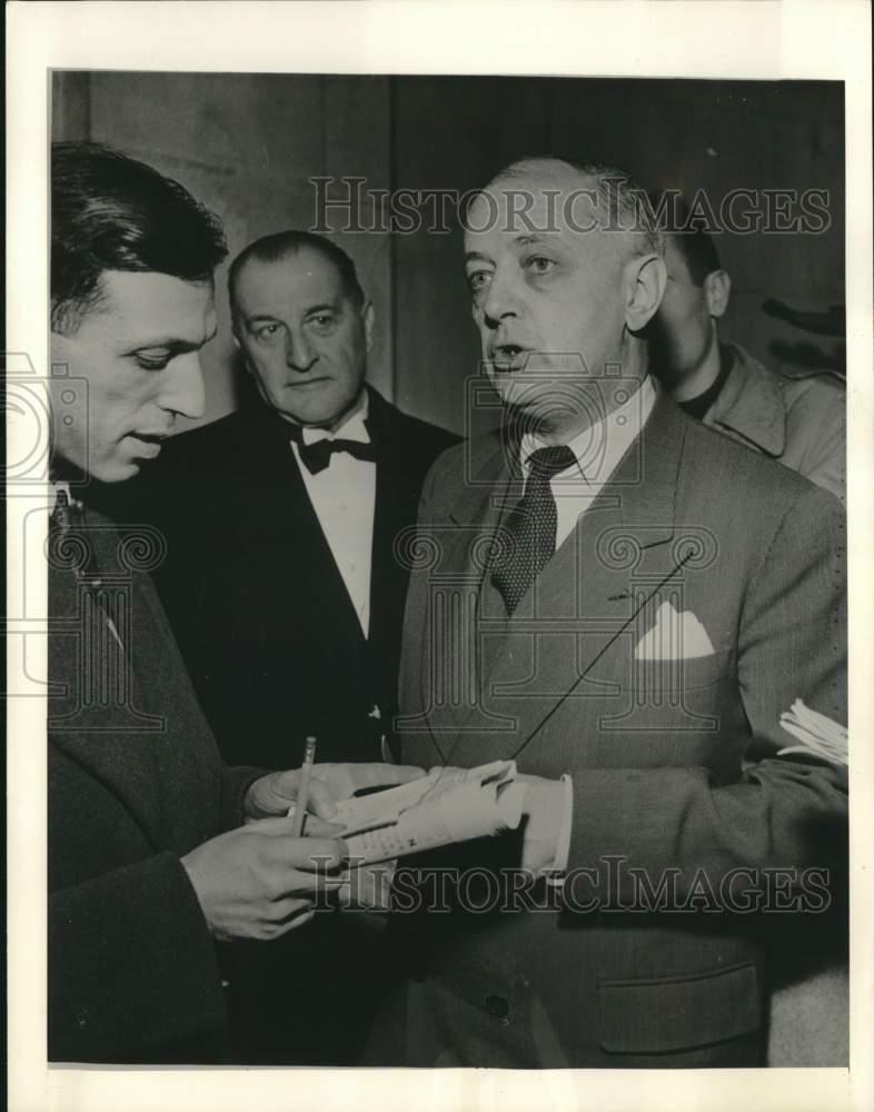 1955 Press Photo Veteran Politician Christian Pineau being interviewed in Paris
