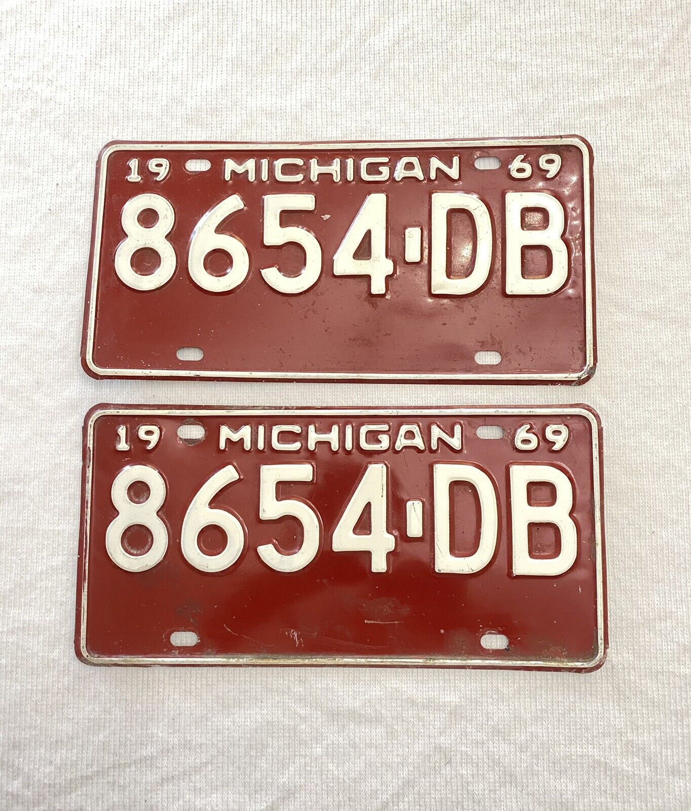 Nice 1969 Michigan Matching Set of License Plates can be reg. for your Classic